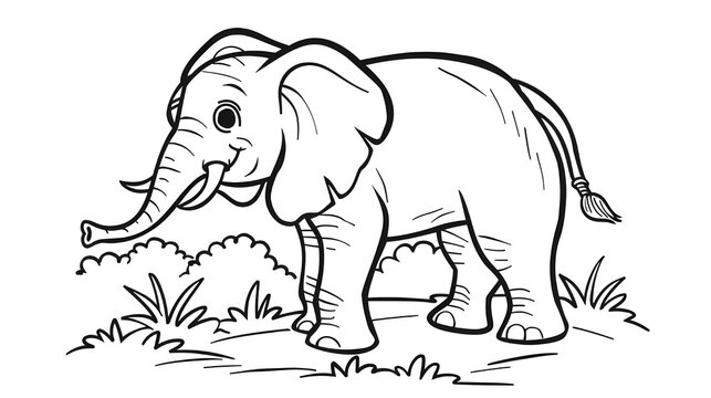 Elephant cute, colouring book for kids, vector illustration. Elephant cute animal vector and coloring page image.