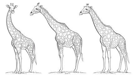 Cute Giraffe line art for coloring book page. Giraffe coloring book line art design vector illustration.
