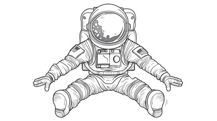 Astronaut coloring book line art design vector illustration. Space separate objects. Space hand drawn doodle design elements.