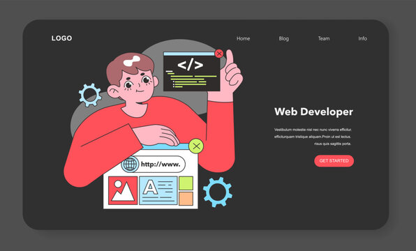 A Web Developer expertly crafts code, the building block of digital realms, showcasing the creative and technical expertise in IT web development