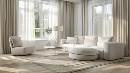 Modern comfortable vila of living room with contemporary interior design. AI generated image