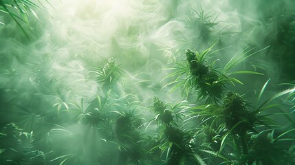 A full frame of marijuana foliage, background wallpaper