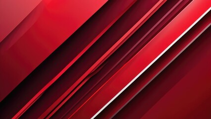Obraz premium Diagonal geometric shapes in ruby red interspersed with abstract dynamic lines against an opaque background, vector design, vibrant colors, sharp edges, gradient transitions, mathematical precision