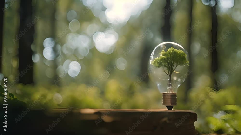 Poster tree growing inside light bulb generative ai