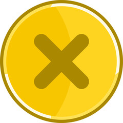 Obraz premium Golden cancel icon. Golden error icon.
