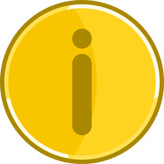 Golden information icon. Golden warning icon.