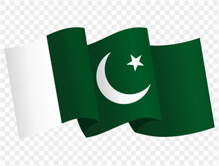 Pakistan flag wave isolated on png or transparent background. vector illustration.