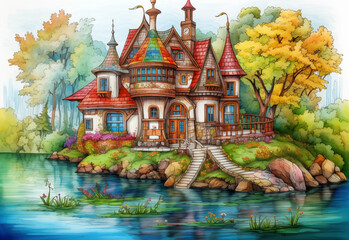 Adult coloring page castle