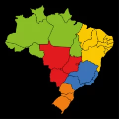Foto op Canvas Estados e macro-regiões do Brasil © Yguana Design