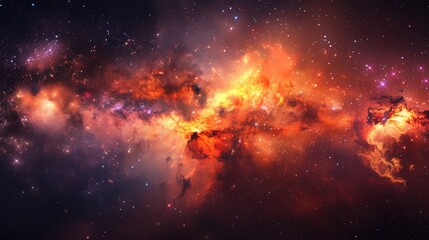 A large nebula in space with bright stars and a black background, AI