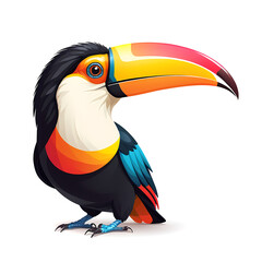 Naklejka premium Colorful logotype of a drawn toucan on a white background.