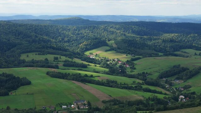 Beautiful Landscape Mountains Bieszczady Bircza Leszczawa Aerial View Poland