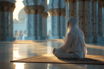 Muslim Man getting Prayer in Mosque 