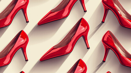 seamless pattern of high heels, red high heels illustration, wallpaper background of high heels