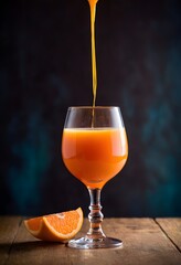 Verser du jus de fruit dans une tasse en verre