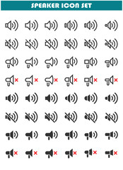 speaker and sound set icon, simple design for graphic needs, vector eps 10.