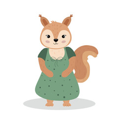 Cute squirrel in flat style on a white background. Vector illustration