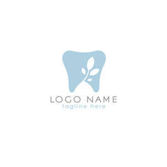 simple dental logo, tooth and leaf logo design
