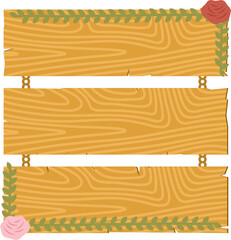 Floral Wedding Wooden Board Illustration