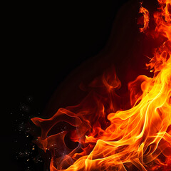 Close Up of Fire Flames on Black Background