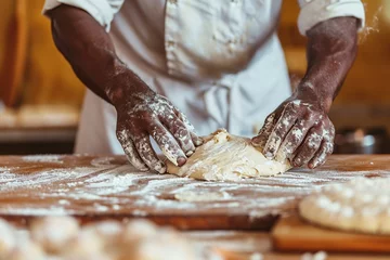 Gordijnen african man cooking making breads © Jorge Ferreiro