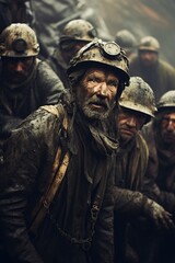 Fototapeta premium miners working looking for gold in the mine