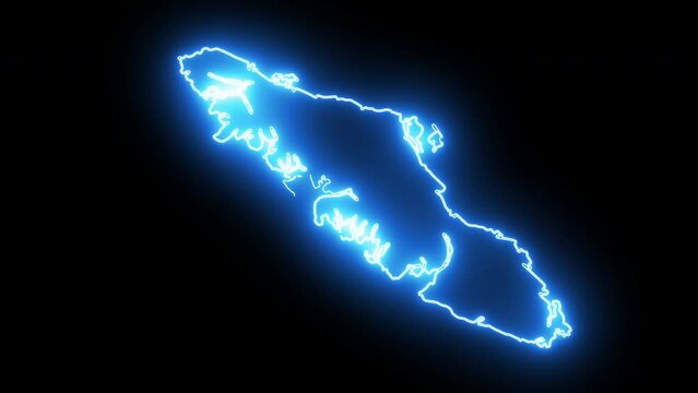 map of Vancouver in canada with glowing neon effect