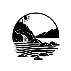 Tidal Pool Landscape Vector Logo