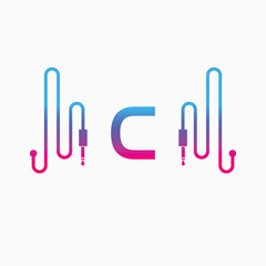 C Letter Music AUX WAVE Logo Design, Vector abstract 