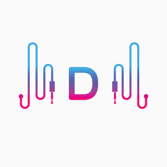 D Letter Music AUX WAVE Logo Design, Vector abstract 