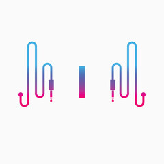 I Letter Music AUX WAVE Logo Design, Vector abstract 