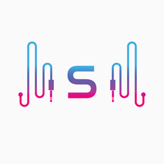 S Letter Music AUX WAVE Logo Design, Vector abstract 