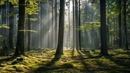 A competition among forest trees for sunlight, essential for their survival and sustenance of life.