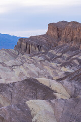 Several rock colors and badlands at Zabriskie's Point in Death Valley National Park.