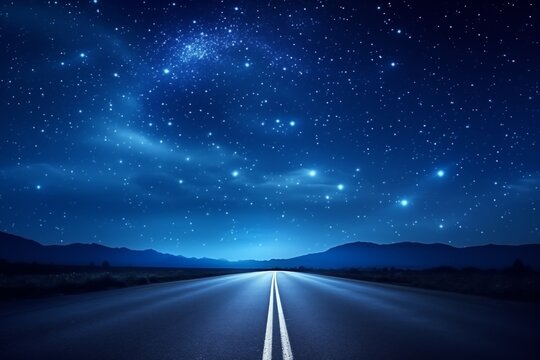 Road under star sky