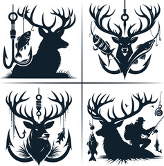 Deer Hunting And Fishing Hook Vector
