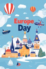 Happy European Union Europe Day. Holiday. Flat illustration