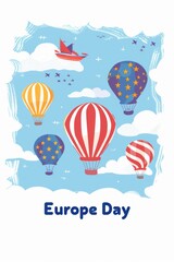 Naklejka premium Happy European Union Europe Day. Holiday. Flat illustration