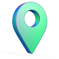Gradient green and blue Pointer Icon, Location symbol isolated on white, Gps, travel, navigation, place position concept, 3d illustration