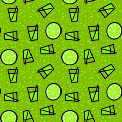 Cartoon fruit juice seamless orange and glass pattern for fabrics and linens and wrapping paper and summer party