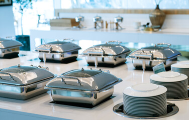 Heated Buffet Containers,Chafing Dishes, Catering food, chafing dishes in line, Dishes for the restaurant - 756034062