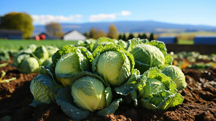 Cabbage greens in high quality fields for daily nutritional needs. Generative AI