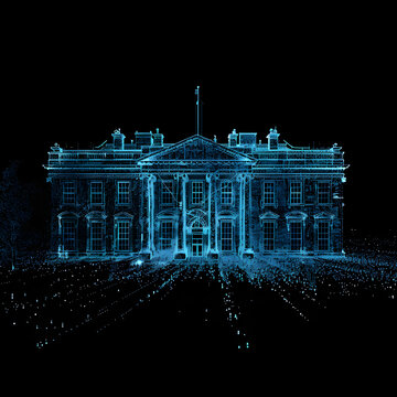 The White House as blue digital particles 