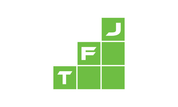 TFJ initial letter financial logo design vector template. economics, growth, meter, range, profit, loan, graph, finance, benefits, economic, increase, arrow up, grade, grew up, topper, company, scale