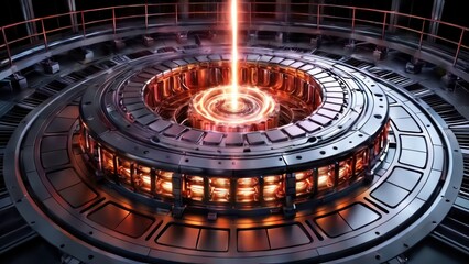 A cutting-edge tokamak fusion reactor surrounded by complex magnetic coils, a luminous plasma torus, emitting a mesmerizing glow as it unlocks the potential of nuclear fusion.