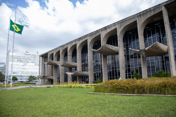 Palace of Justice Brasília with Flags of Brazil and Mercosul