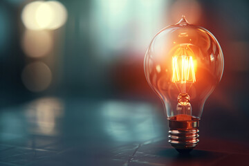 Light bulb glowing on an isolated background