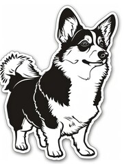 Fototapeta premium Companionable corgi pet sticker, depicting the breed's friendly and social nature.