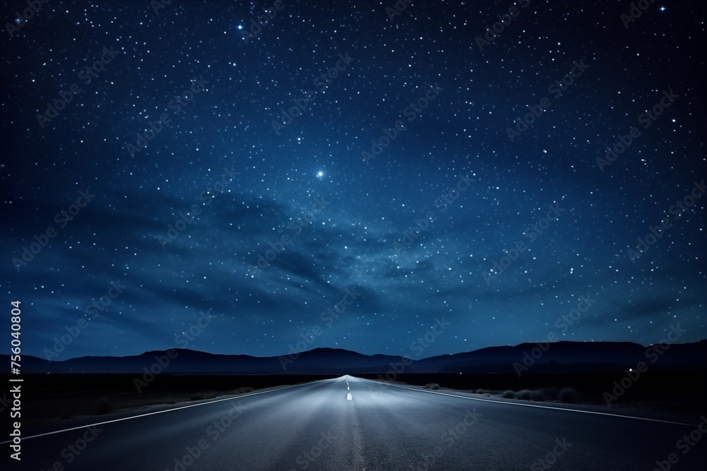 Wall mural road under star sky