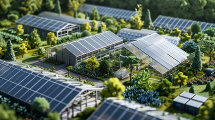 Fototapeta premium Solar panel, eco industry generative ai